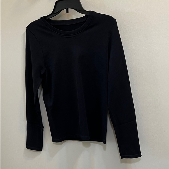 OQQ Tops - OQQ Women's Black Long-Sleeve Crewneck Fitted Tee tight thick size Large Ihave 2